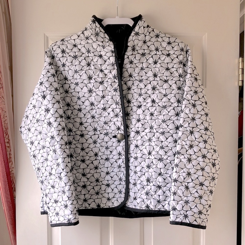 Trimdin 2-Sided Lightweight Quilted Jacket White/Black Size L NWOT